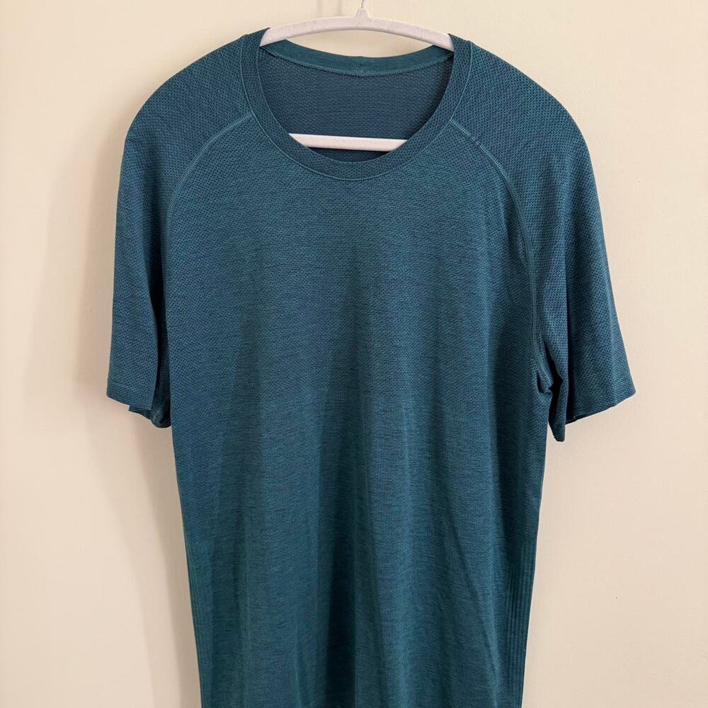 men’s speckled Night Sea / Deep Cove LULULEMON metal vent tech short-sleeve [M]